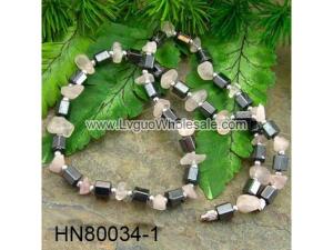 Assorted Colored Semi precious Stone Beads Hematite Beads Stone Chain Choker Fashion Women Necklace